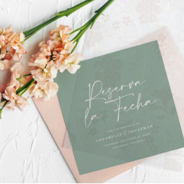Modern bruiloft Reserva la Fecha groen Save The Date