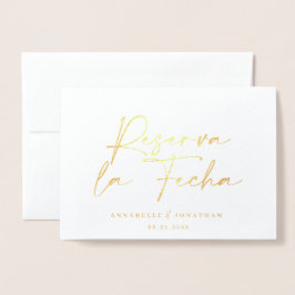 Modern bruiloft Reserva la Fecha zwarte 1 foto-Fol Folie Kaarten