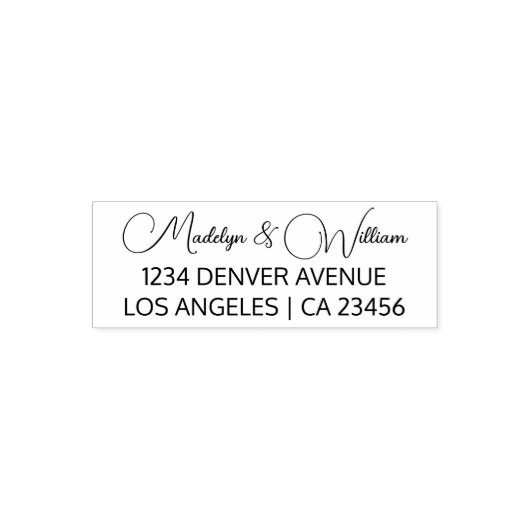Modern bruiloft retour adres minimalistisch script zelfinktende stempel (Design)