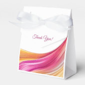 Modern bruiloft-roze Sinaasappel-geel Bedankdoosjes (Voorkant Zijde)