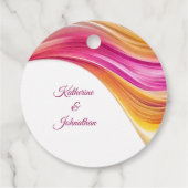 Modern bruiloft-roze Sinaasappel-geel Bedankjes Labels (Achterkant)