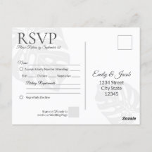 Modern bruiloft RSVP Briefkaart. Palm Leaf Beach