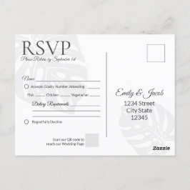 Modern bruiloft RSVP Briefkaart. Palm Leaf Beach Briefkaart