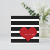 Modern Bruiloft Save the Date Zwart Wit Rood Hart (Staand voorkant)