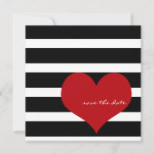 Modern Bruiloft Save the Date Zwart Wit Rood Hart (Voorkant)