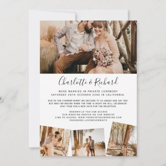 Modern bruiloft trouwde net vijf foto's aankondiging (Achterkant)