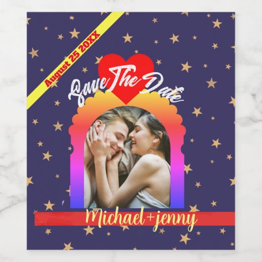 Modern Bruiloft VIP Gift | Elegante aangepaste fot Wijn Etiket (Enkel label)