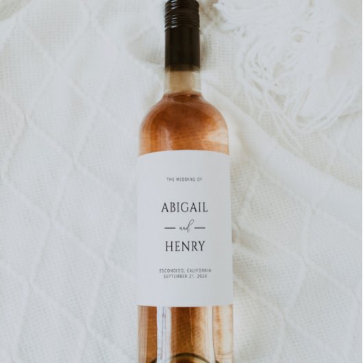 Modern Bruiloft Wijn Label Minimalist Wijn Etiket