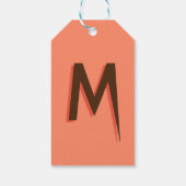 Modern Bruin 3D Tekst Initiaal Letter | Zalmroze Cadeaulabel (Achterkant)