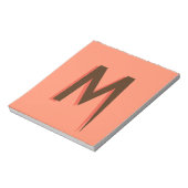 Modern Bruin 3D Tekst Initiaal Letter | Zalmroze Notitieblok (Linkerzijde)