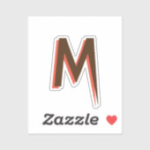 Modern Bruin 3D Tekst Initiaal Letter | Zalmroze Sticker (Vel)