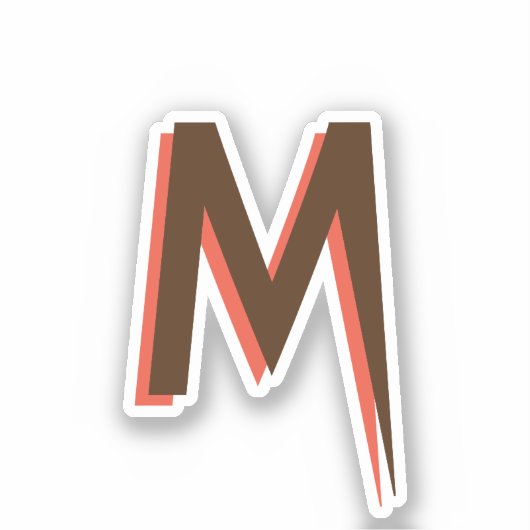 Modern Bruin 3D Tekst Initiaal Letter | Zalmroze Sticker (Voorkant)