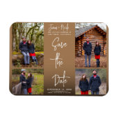 Modern Bruin 4 Foto's Bewaar de datum Bruiloft Magneet (Horizontaal)