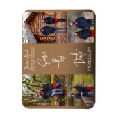 Modern Bruin 4 Foto's Bewaar de datum Bruiloft Magneet (Verticaal)