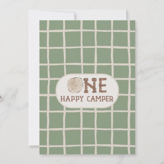 Modern bruin Beer Tent One Happy Camper Verjaardag Kaart (Achterkant)