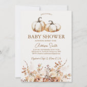 Modern Bruin Beige Bloemen Pompoen Baby shower Kaart (Voorkant)