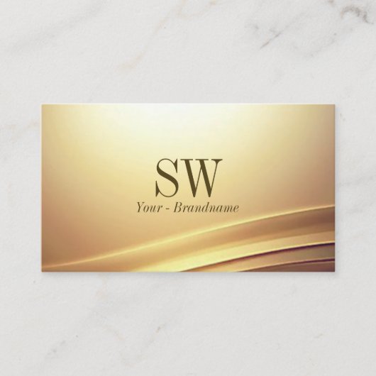 Modern Bruin Beige Curve Decor met Monogram Chic Visitekaartje (Voorkant)