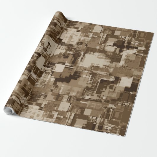 Modern Bruin Beige Esthetisch Gezellig Kubistisch  Cadeaupapier (Uitgerold)