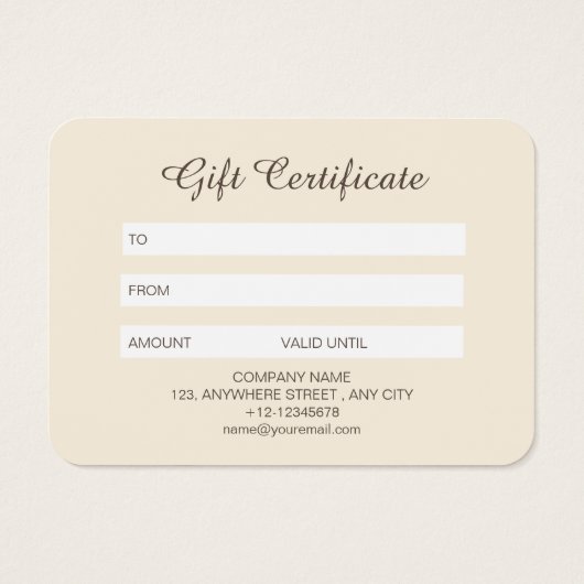 Modern Bruin Beige Herfst Pompoen Spice Gift Kaart (Achterkant)