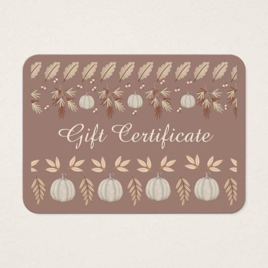 Modern Bruin Beige Herfst Pompoen Spice Gift Kaart (Voorkant)