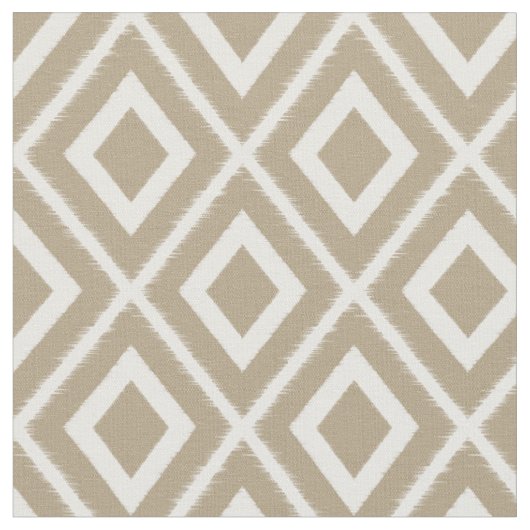Modern bruin beige ikat patroon stof (Close Up)