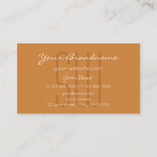 Modern Bruin Beige met Glitter Sterren en Initiale Visitekaartje (Achterkant)