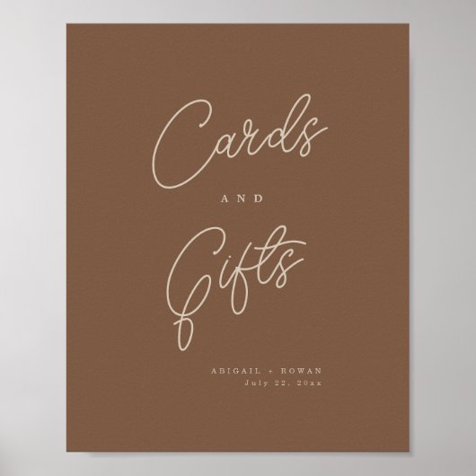 Modern bruin beige minimalistische kaarten & cadea poster (Voorkant)