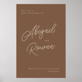 Modern Bruin Beige Minimalistische Trouw Welkom Bo Poster