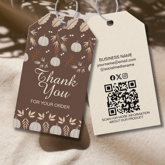 Modern Bruin Beige Pompoen Spice Herfst Herfst Cadeaulabel