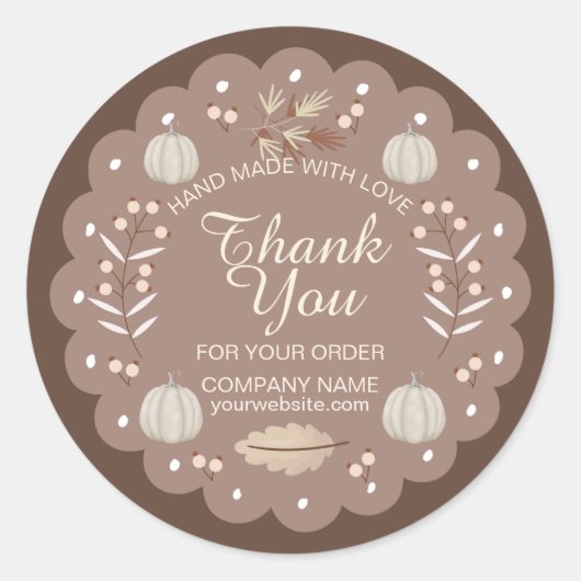 Modern Bruin Beige Pompoen Spice Herfst Herfst Ronde Sticker (Voorkant)