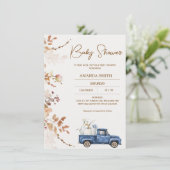 Modern Bruin Beige Pompoen Truck Baby shower Kaart (Staand voorkant)