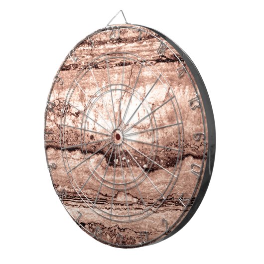Modern bruin beige sepia gebrand sinaasappel grani dartbord (Voorkant Rechts)