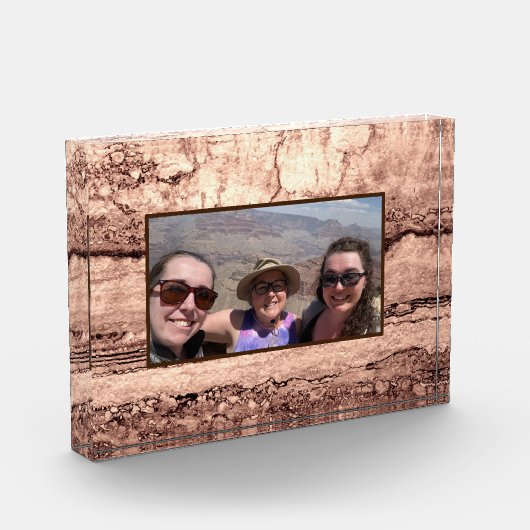 Modern bruin beige sepia gebrand sinaasappel grani fotoblokken (Links)