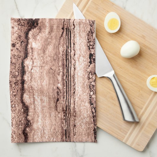 Modern bruin beige sepia gebrand sinaasappel grani theedoek (Quarter Fold)