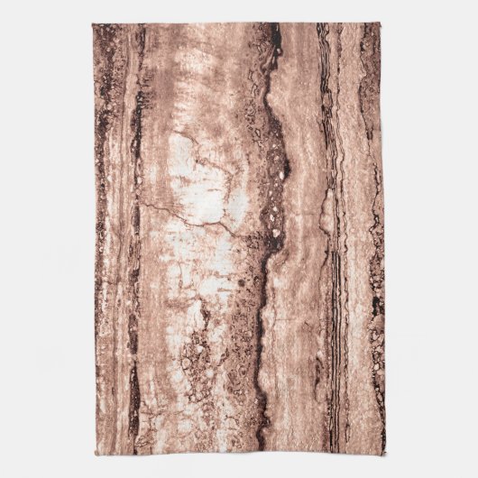 Modern bruin beige sepia gebrand sinaasappel grani theedoek (Verticaal)