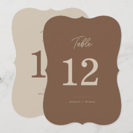 Modern bruin beige tweekleurig tafelnummer