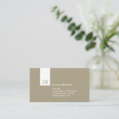 Modern bruin beige White, stijlvol monogram Visitekaartje (Staand voorkant)