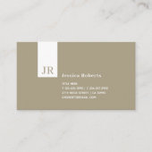 Modern bruin beige White, stijlvol monogram Visitekaartje (Voorkant)