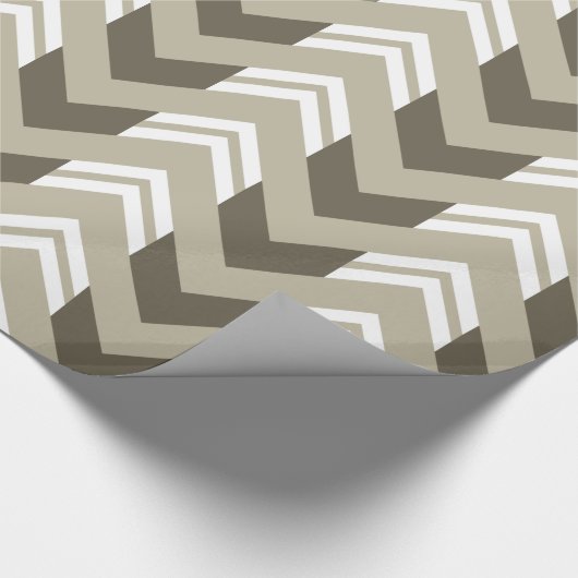 Modern bruin, beige, wit chevron patroon cadeaupapier (Hoek)