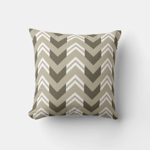 Modern bruin, beige, wit chevron patroon kussen