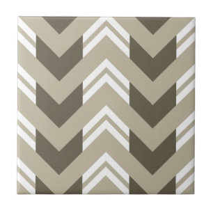 Modern bruin, beige, wit chevron patroon tegeltje
