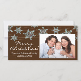 Modern Bruin Blauw Sneeuwvlok Kerstmis Feestdagenkaart