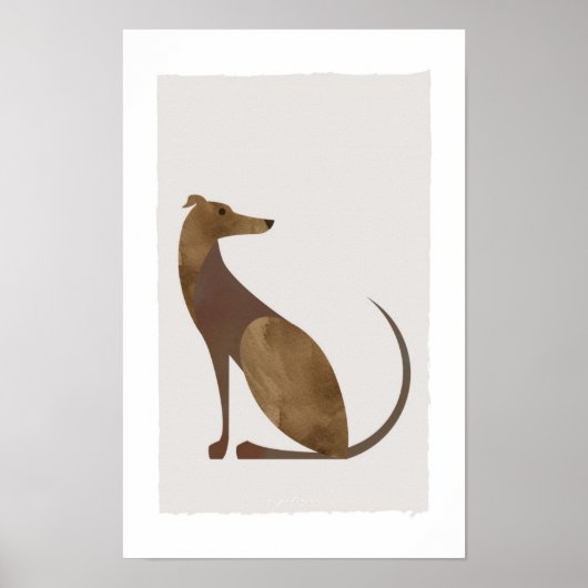 Modern Bruin Brindle Greyhound Dog Portret Poster (Voorkant)
