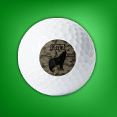 Modern Bruin Camo Zwart Wolf Silhouet Monogram | Golfballen