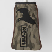 Modern Bruin Camo Zwart Wolf Silhouet Monogram | Golfheadcover (Draai 90)