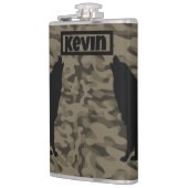 Modern Bruin Camo Zwart Wolf Silhouet Monogram | Heupfles (Links)