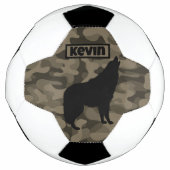 Modern Bruin Camo Zwart Wolf Silhouet Monogram | Voetbal (Voorkant)
