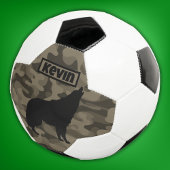 Modern Bruin Camo Zwart Wolf Silhouet Monogram | Voetbal