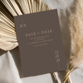 Modern Bruin Elegant Monogram Bruiloft Save The Date