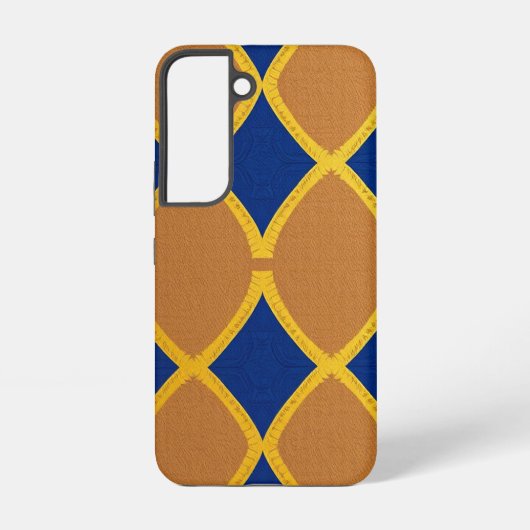 Modern Bruin en Blauw Geometrisch Patroonontwerp Samsung Galaxy Hoesje (Achterkant)